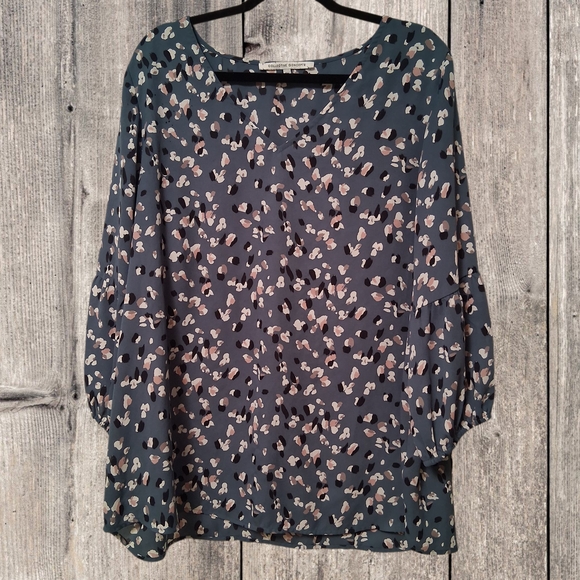 Collective Concepts Womens 2x blouse V neck elastic sleeves - Picture 1 of 8